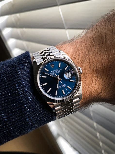 rolex 2019 36mm datejust blue dial fluted bezel jubilee